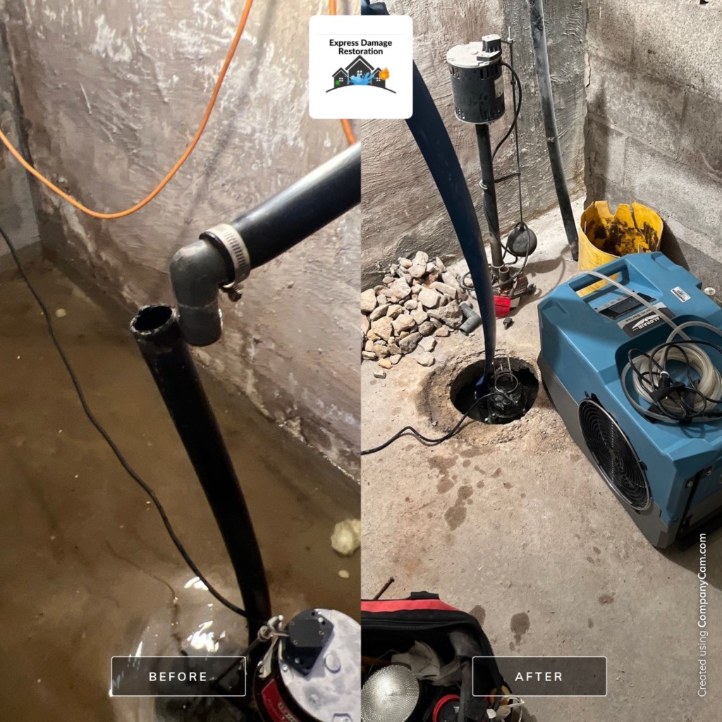 Restoration company installing a French drain system 